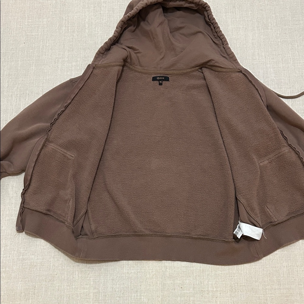 Quince Hoodie Women’s XS Taupe Organic Cotton Zip Up Super Soft - Picture 10 of 12